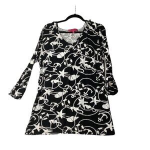 Macbeth Collection Margaret Josephs Nautical Beach Coverup Hoodie Women Large